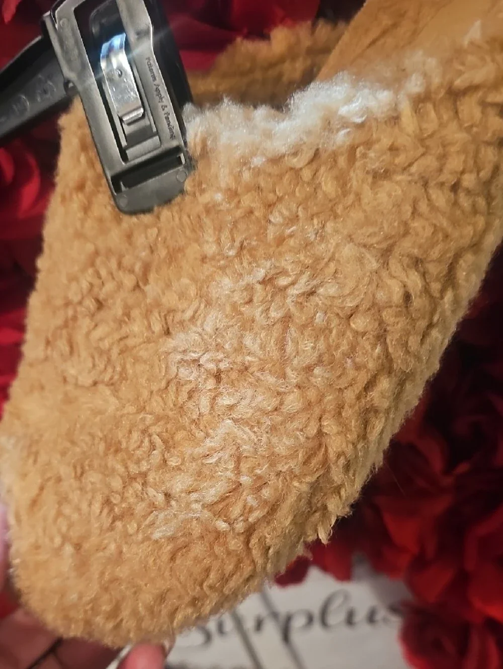 IB New Cozy Women's Fur-Lined Slip-On Tan Shoes Hard Bottom Size 7